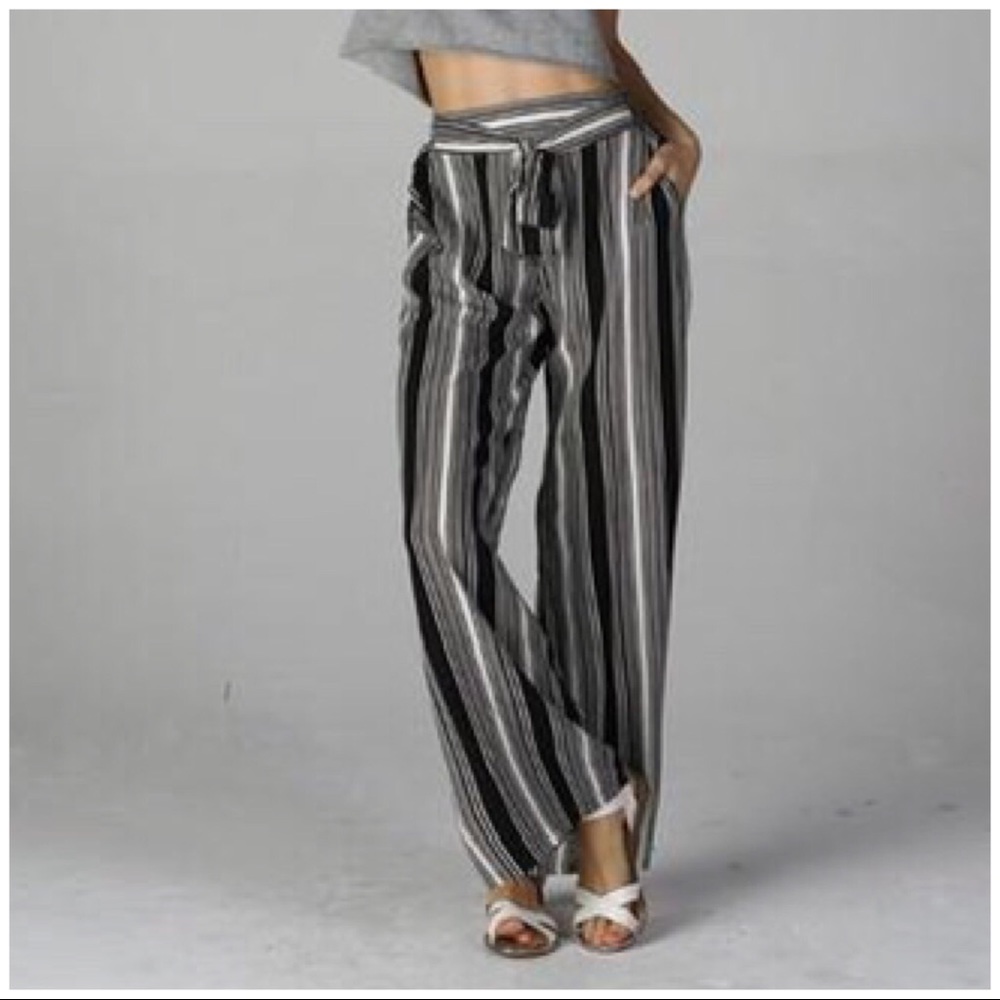 STRETCH  SMOCK WAIST WIDE LEG PANTS with POCKETS - Picture 9 of 15